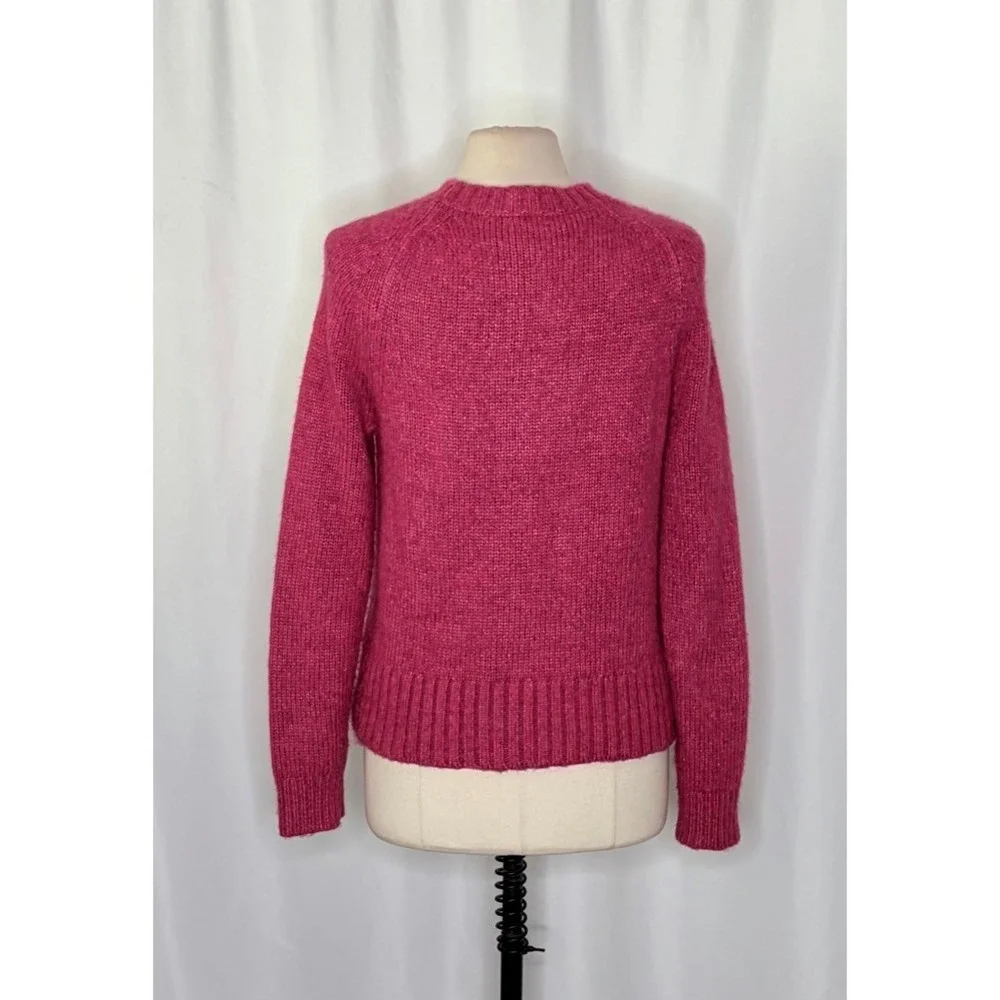J. CREW Alpaca Blend Crewneck Sweater Pink‎ Merino Wool Heathered Fuchsia Medium